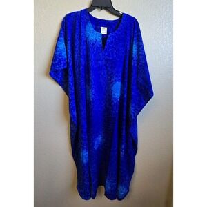 Caftan Psychedelic Blue Lounge Kaftan Maxi dress Swim Coverup Resort One Size